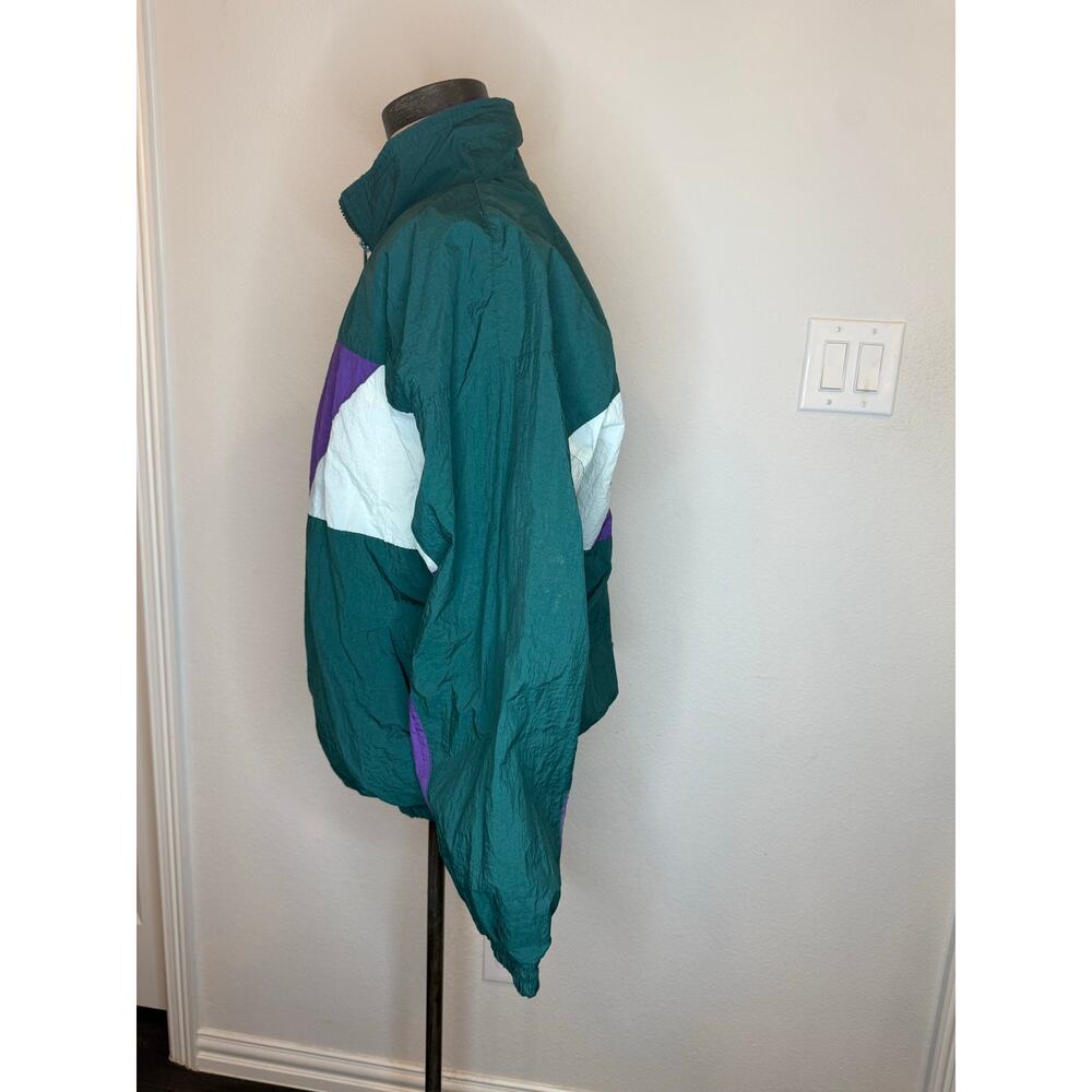 Oakton Limited Vintage Purple Green Ful Zip Windbreaker Jacket Coat Men XL - Picture 2 of 8